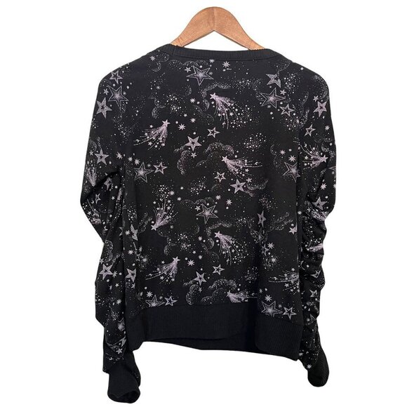 Chaser Women's NWOT Black Shirred Mystical Star Print Crew Neck Sweatshirt Small - Picture 7 of 7